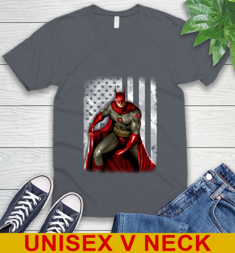 Tampa Bay Buccaneers NFL Football Batman DC American Flag Shirt V-Neck T-Shirt 4