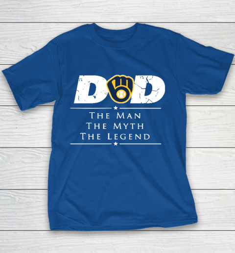 Milwaukee Brewers MLB Baseball Dad The Man The Myth The Legend Youth T-Shirt 6