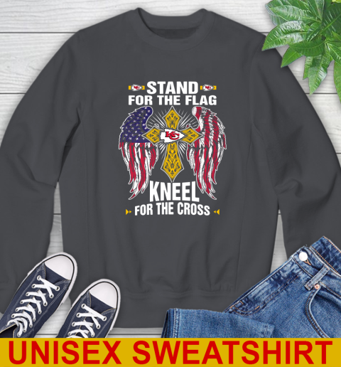 NFL Football Kansas City Chiefs Stand For Flag Kneel For The Cross Shirt Sweatshirt 7