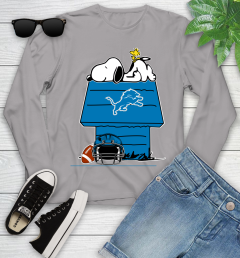 Detroit Lions NFL Football Snoopy Woodstock The Peanuts Movie Youth Long Sleeve 5