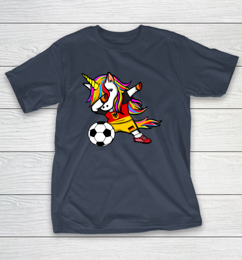 Funny Dabbing Unicorn Germany Football German Flag Soccer T-Shirt 16