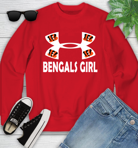 NFL Cincinnati Bengals Girl Under Armour Football Sports Youth Sweatshirt 8