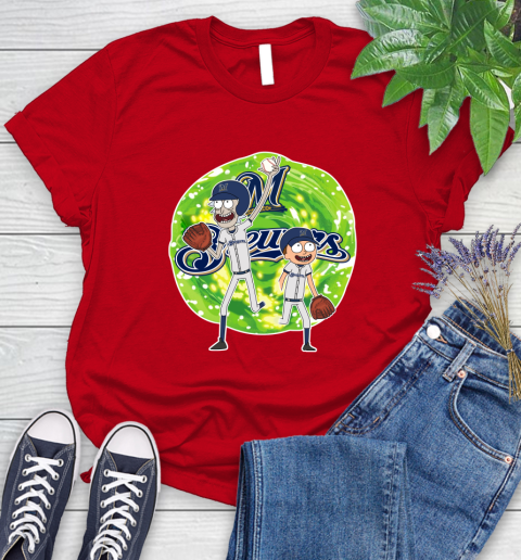 MLB Milwaukee Brewers Rick And Morty Baseball Sports Women's T-Shirt 9