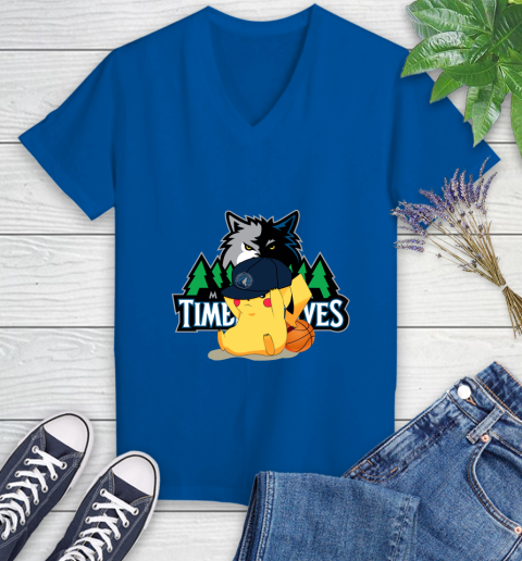 NBA Pikachu Basketball Sports Minnesota Timberwolves Women's V-Neck T-Shirt 10
