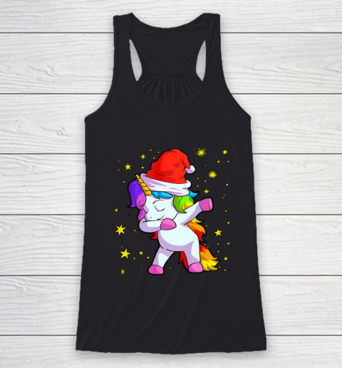 Christmas Unicorn Shirt for Girls Santa Hat Xmas Gift Racerback Tank