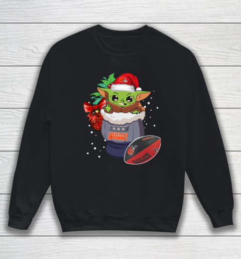 Cleveland Browns Christmas Baby Yoda Star Wars Funny Happy NFL Sweatshirt