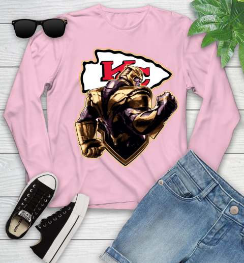NFL Thanos Avengers Endgame Football Sports Kansas City Chiefs Youth Long Sleeve 10