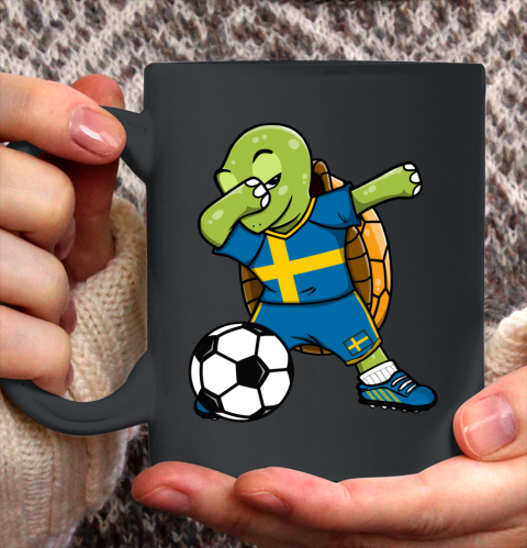 Dabbing Turtle Sweden Soccer Fans Jersey Swedish Football Ceramic Mug 11oz