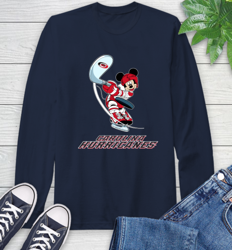 NHL Hockey Carolina Hurricanes Cheerful Mickey Mouse Shirt Long Sleeve T-Shirt 4