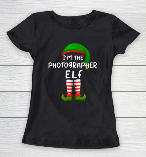I m The Photographer Elf Funny Elf Family Matching Christmas Women's T-Shirt