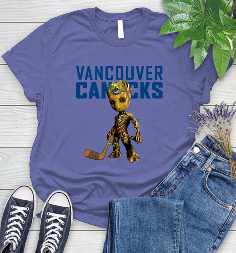Vancouver Canucks NHL Hockey Groot Marvel Guardians Of The Galaxy Women's T-Shirt 11