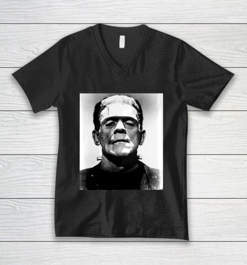 Classic Halloween Monster Poster Horror Movie Frankenstein V-Neck T-Shirt