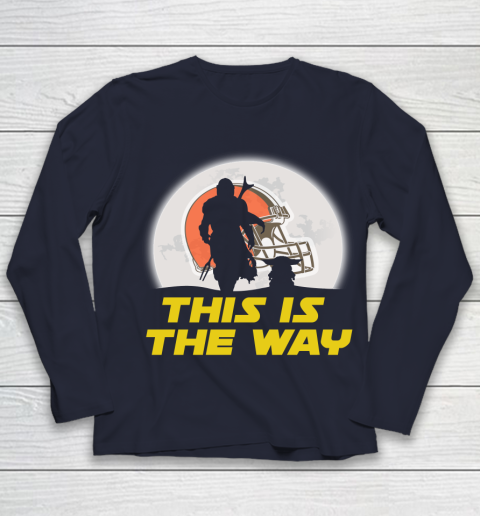Cleveland Browns NFL Football Star Wars Yoda And Mandalorian This Is The Way Youth Long Sleeve 2
