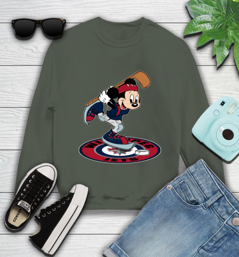 NHL Hockey Winnipeg Jets Cheerful Mickey Disney Shirt Youth Sweatshirt 9