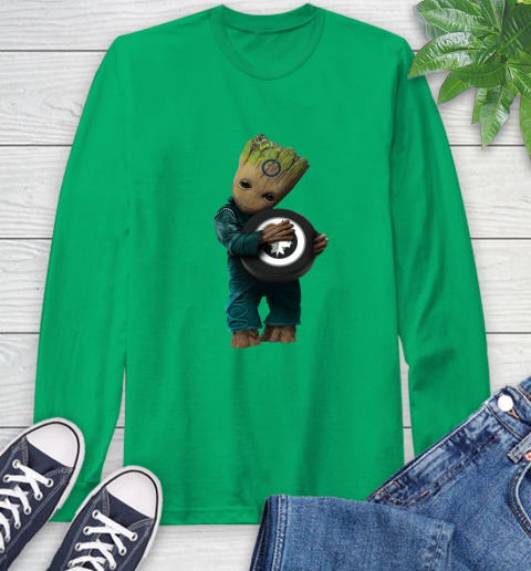 NHL Groot Guardians Of The Galaxy Hockey Sports Winnipeg Jets Long Sleeve T-Shirt 7