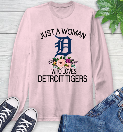 MLB Just A Woman Who Loves Detroit Tigers Baseball Sports Long Sleeve T-Shirt 8