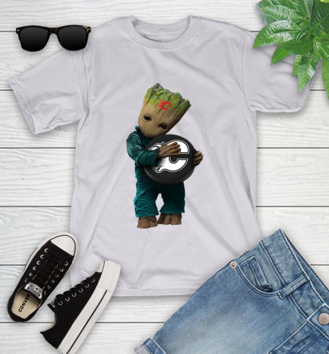 NHL Groot Guardians Of The Galaxy Hockey Sports Calgary Flames Youth T-Shirt 4