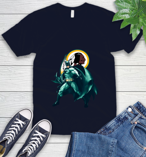 NFL Batman Football Sports Washington Redskins V-Neck T-Shirt 3