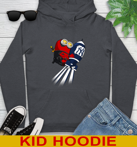 MLB Baseball New York Yankees Deadpool Minion Marvel Shirt Youth Hoodie - Image 10