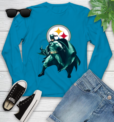 NFL Batman Football Sports Pittsburgh Steelers Youth Long Sleeve 7