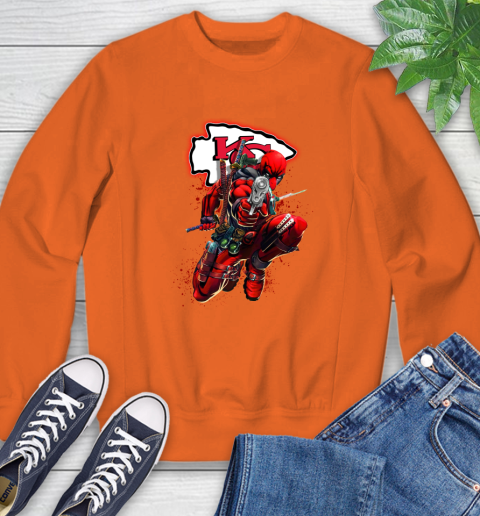 NFL Deadpool Marvel Comics Sports Football Kansas City Chiefs Sweatshirt 4