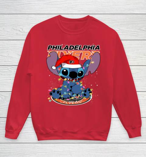 Philadelphia Flyers NHL Hockey noel stitch Christmas Youth Sweatshirt 4