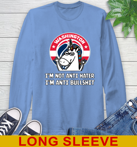Washington Wizards NBA Basketball Unicorn I'm Not Anti Hater I'm Anti Bullshit Long Sleeve T-Shirt 11