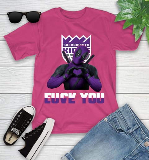 NBA Sacramento Kings Deadpool Love You Fuck You Basketball Sports Youth T-Shirt 11