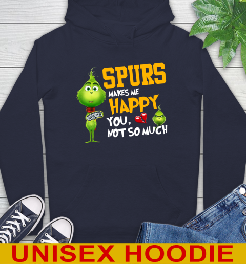 NBA San Antonio Spurs Makes Me Happy You Not So Much Grinch Basketball Sports Hoodie 3