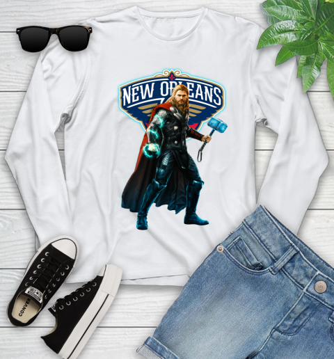 NBA Thor Avengers Endgame Basketball New Orleans Pelicans Youth Long Sleeve