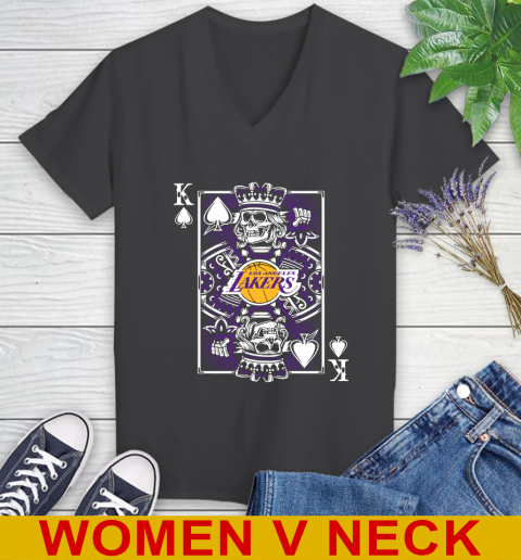 Los Angeles Lakers NBA Basketball The King Of Spades Death Cards Shirt Women's V-Neck T-Shirt 8