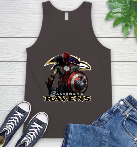 NFL Captain America Thor Spider Man Hawkeye Avengers Endgame Football Baltimore Ravens Tank Top 7