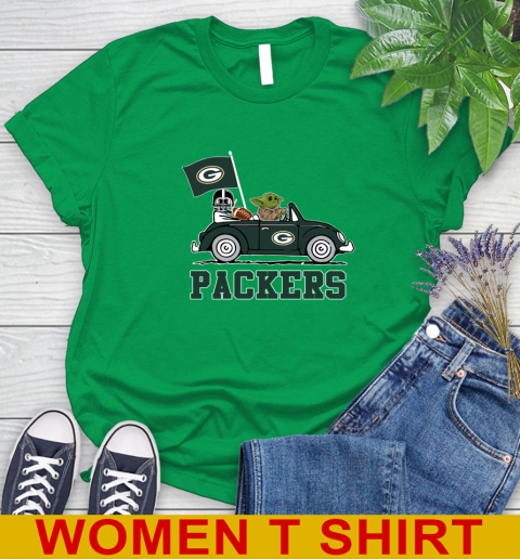 NFL Football Green Bay Packers Darth Vader Baby Yoda Driving Star Wars Shirt Women's T-Shirt 6