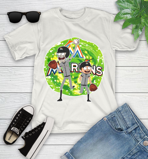 MLB Miami Marlins Rick And Morty Baseball Sports Youth T-Shirt