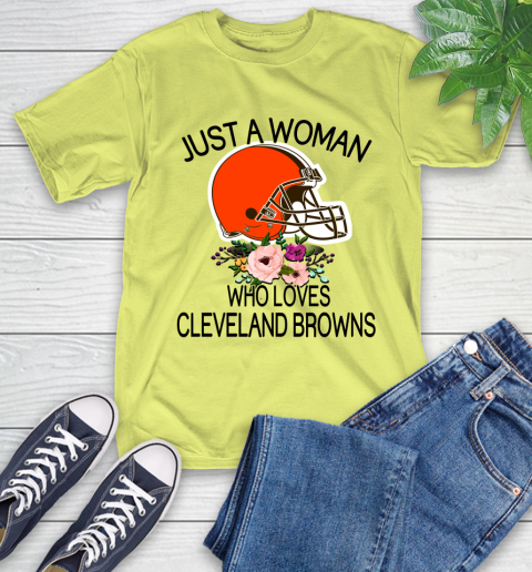 NFL Just A Woman Who Loves Cleveland Browns Football Sports T-Shirt 8