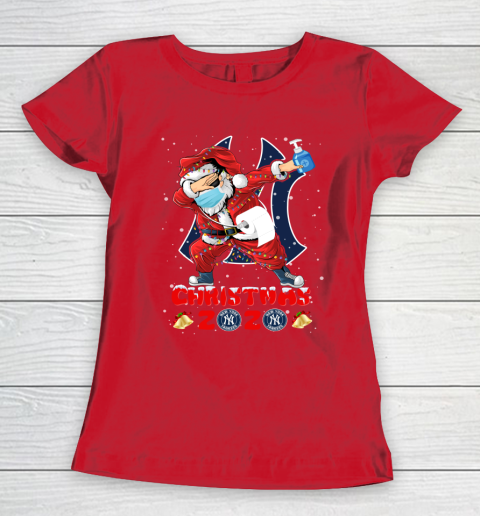 New York Yankees Funny Santa Claus Dabbing Christmas 2020 MLB Women's T-Shirt 9