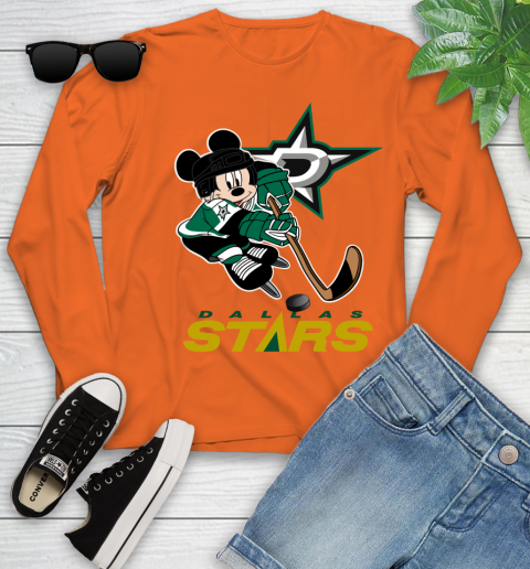 NHL Dallas Stars Mickey Mouse Disney Hockey T Shirt Youth Long Sleeve 4