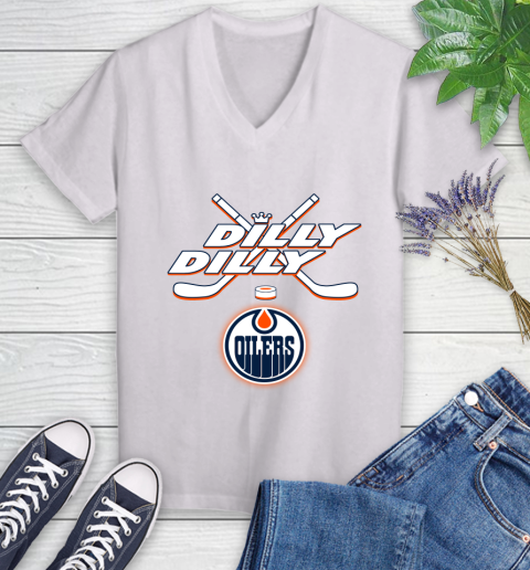 NHL Edmonton Oilers Dilly Dilly Hockey Sports Women's V-Neck T-Shirt