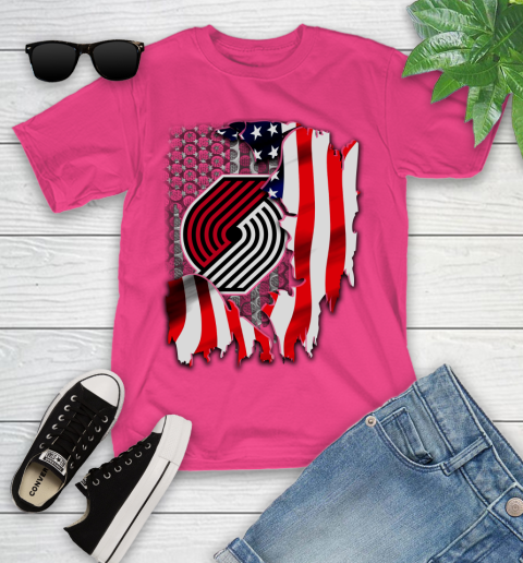 Portland Trail Blazers NBA Basketball American Flag Youth T-Shirt 11