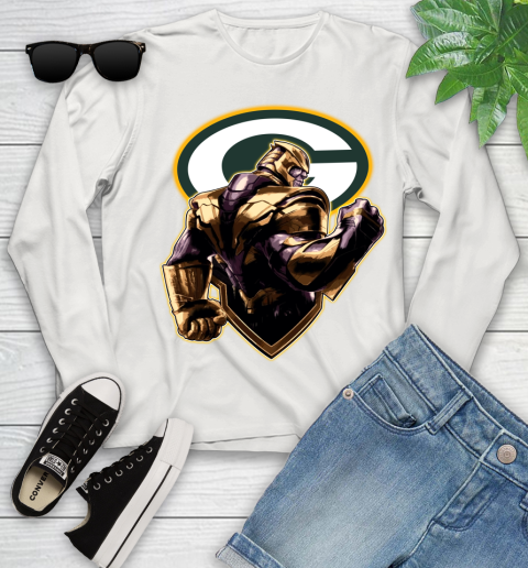 NFL Thanos Avengers Endgame Football Sports Green Bay Packers Youth Long Sleeve 12