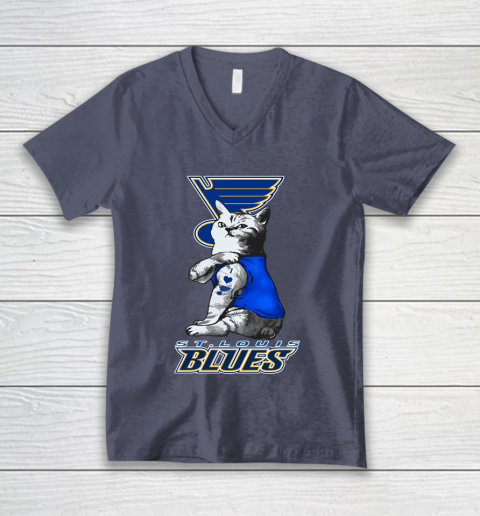 NHL My Cat Loves St.Louis Blues Hockey V-Neck T-Shirt 7