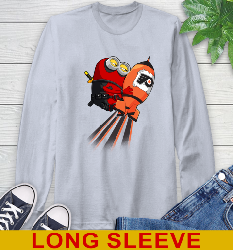 NHL Hockey Philadelphia Flyers Deadpool Minion Marvel Shirt Long Sleeve T-Shirt 6