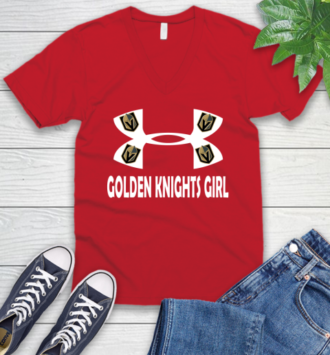 NHL Vegas Golden Knights Girl Under Armour Hockey Sports V-Neck T-Shirt 6