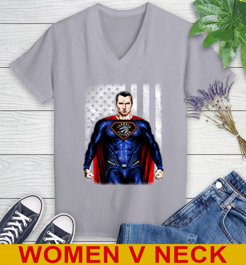 NBA Basketball Toronto Raptors Superman DC Shirt Women's V-Neck T-Shirt 4