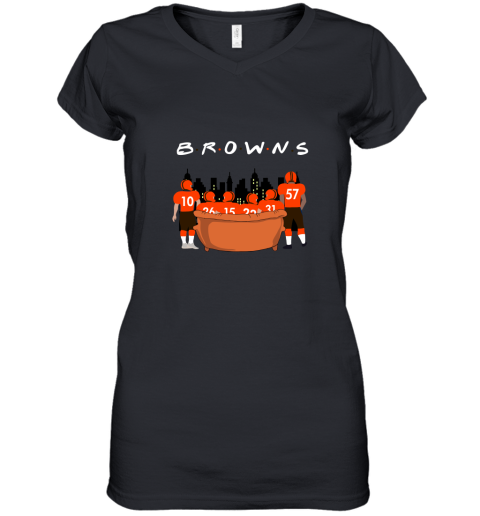 The Cleveland Brownss Together F.R.I.E.N.D.S NFL Women's V-Neck T-Shirt