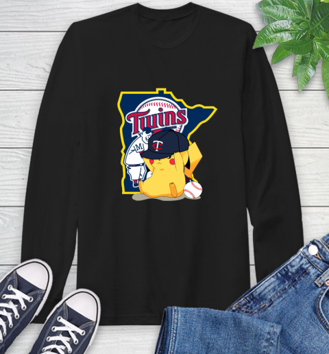 MLB Pikachu Baseball Sports Minnesota Twins Long Sleeve T-Shirt 2