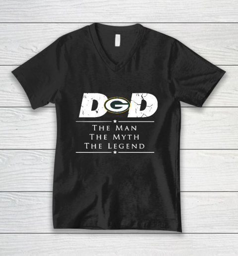 Green Bay Packers NFL Football Dad The Man The Myth The Legend V-Neck T-Shirt