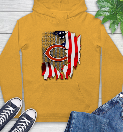 Chicago Bears NFL Football American Flag Hoodie - Image 3