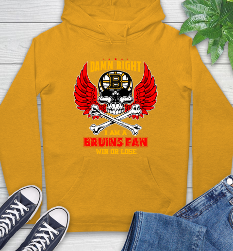 NHL Damn Right I Am A Boston Bruins Win Or Lose Skull Hockey Sports Hoodie 2