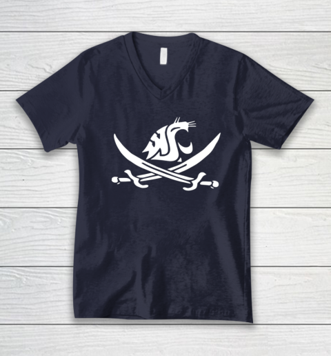 WSU Pirate Shirt Mike Leach WSU Pirate Sword V-Neck T-Shirt 2